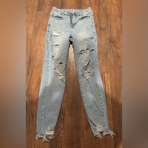 American Eagle Outfitters Light Blue Distressed Skinny Jeans